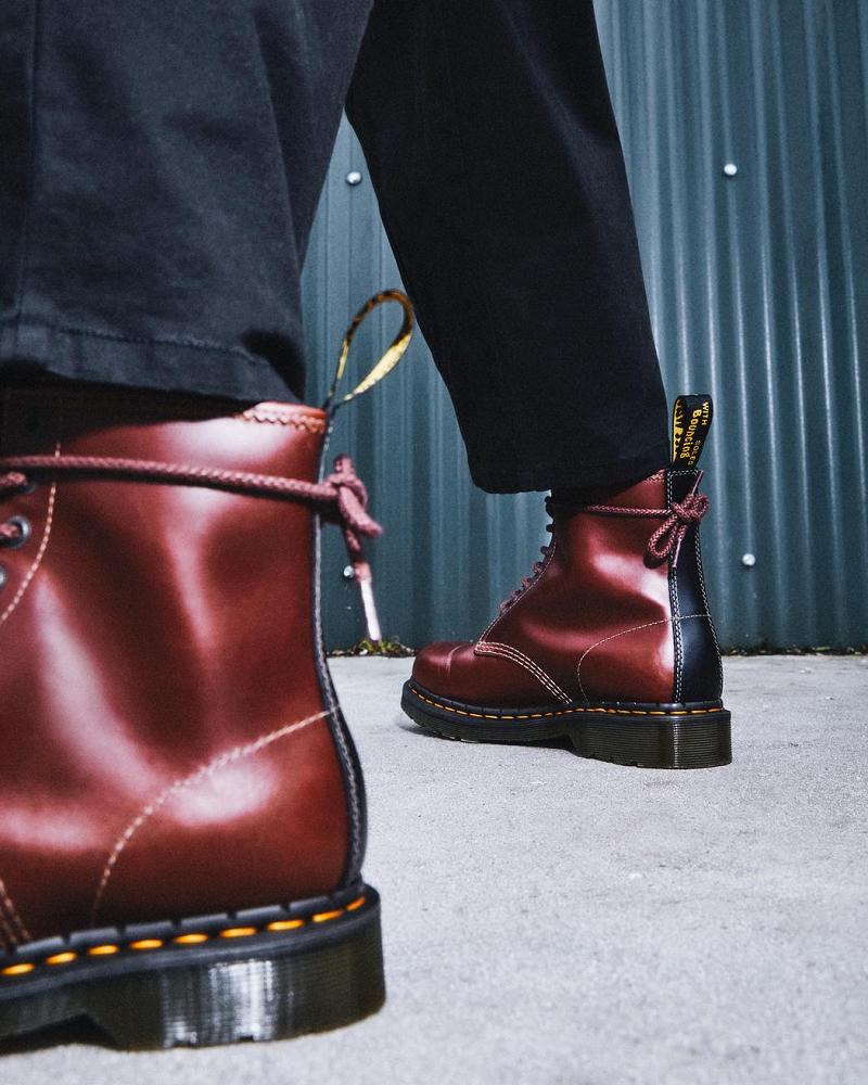 Dr Martens 1460 Men's Abruzzo Leren Veterlaarzen Heren Bruin Zwart | NL 292UZG